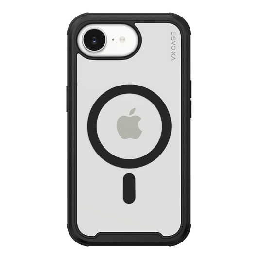Capinha de Celular Shield Cover II transparente com borda preta e MagSafe VX Case para iPhone 16e