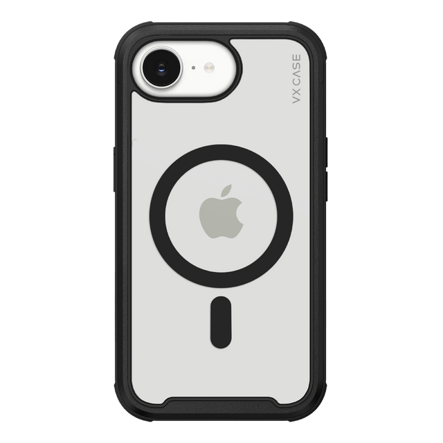 Capinha de Celular Shield Cover II transparente com borda preta e MagSafe VX Case para iPhone 16e
