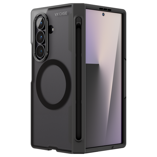 Capinha de Celular preta com MagSafe e suporte para caneta VX Case para Samsung Galaxy Z Fold 7