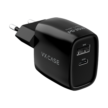 Carregador Turbo PD 30W com 2 portas USB e Type C - Mini Boost