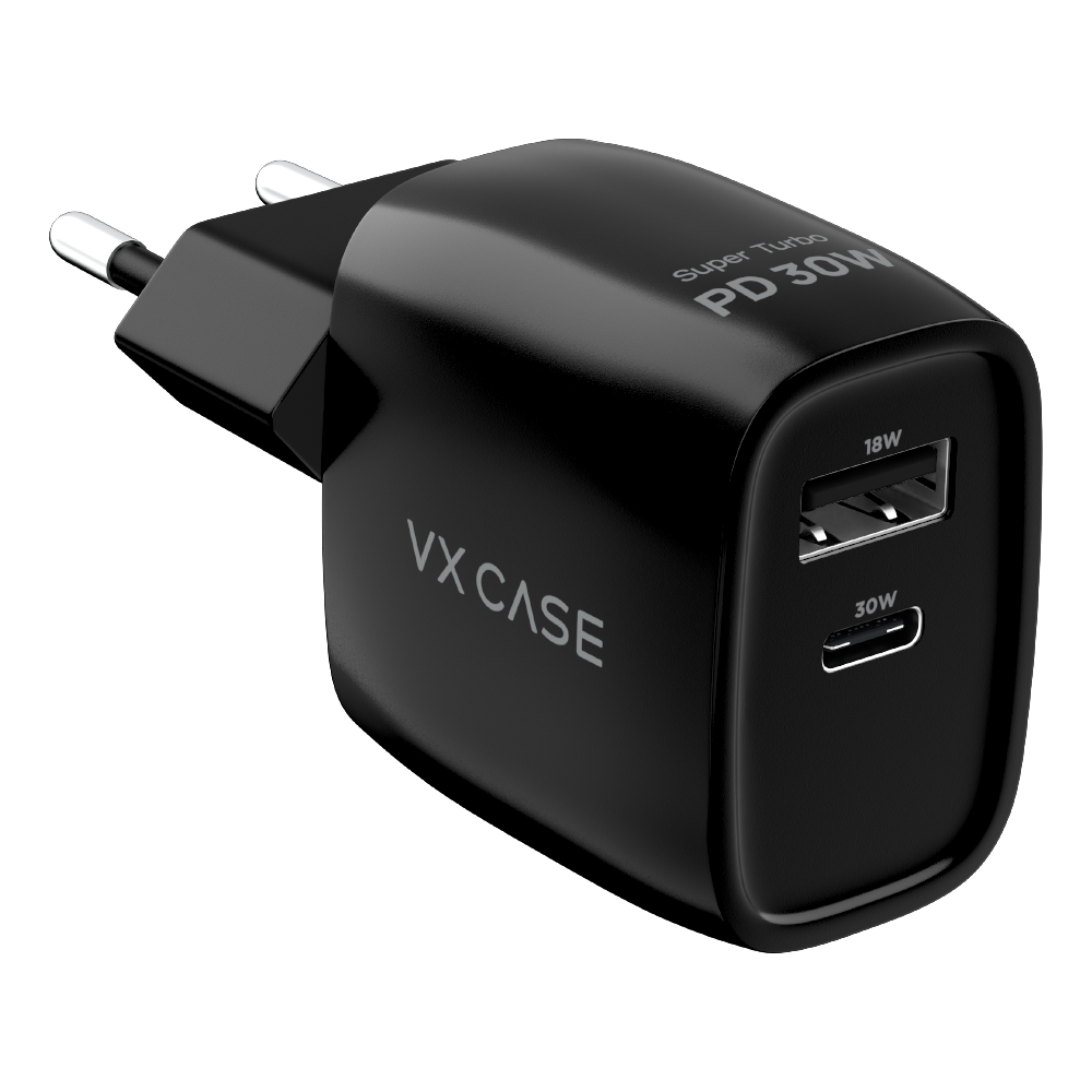 Carregador Turbo PD 30W com 2 portas USB e Type C - Mini Boost