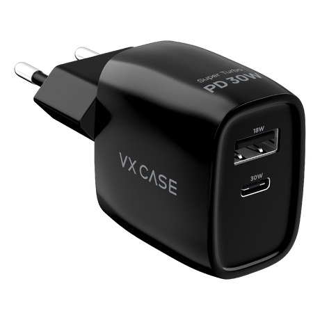 Carregador Turbo PD 30W com 2 portas USB e Type C - Mini Boost