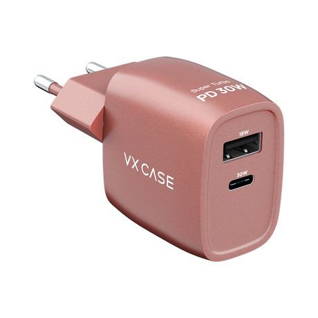 Carregador Turbo PD 30W com 2 portas USB e Type C - Mini Boost