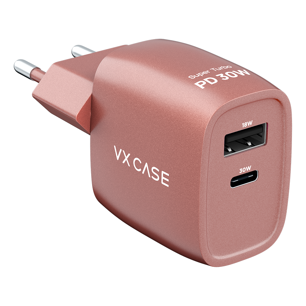 Carregador Turbo PD 30W com 2 portas USB e Type C - Mini Boost