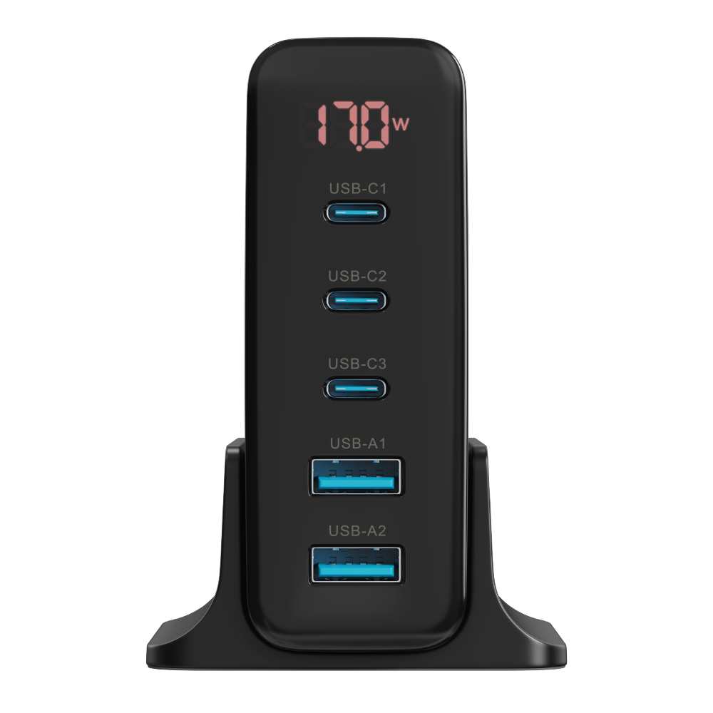 Carregador 5 em 1 Ultra Turbo 140W  3 USB-C e 2 USB-A Powerful VX Case