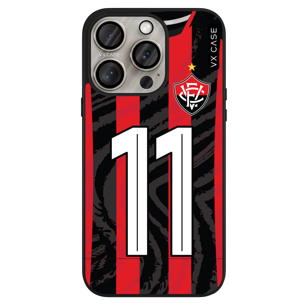 Capa iPhone 15 Pro Max Preta Fosca - Camisa do Vitória 2024