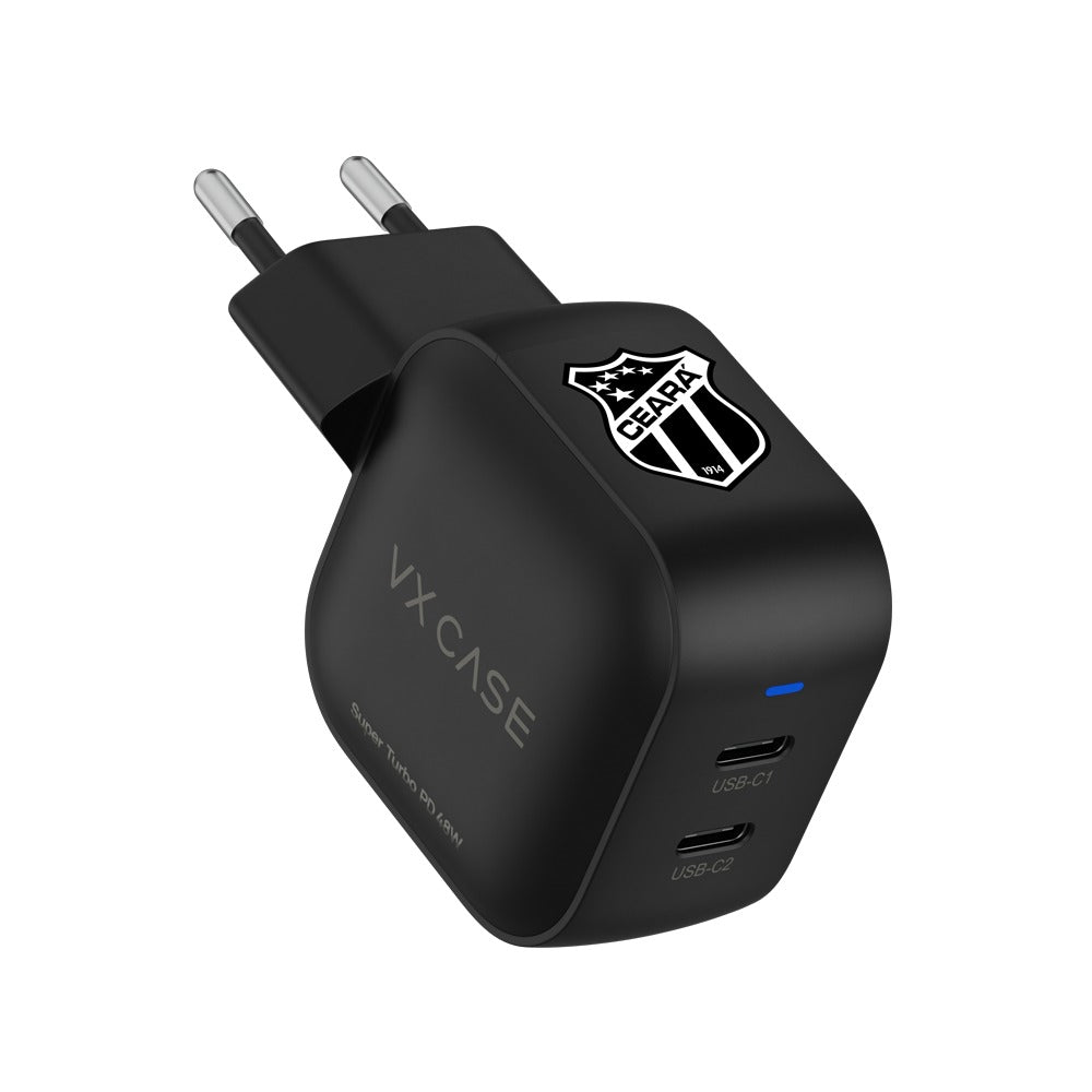 Adaptador de carga edição Ceará Esporte Clube 48W com 2 portas USB-C 