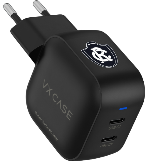 Adaptador de carga edição Remo Esporte Clube 48W com 2 portas USB-C 