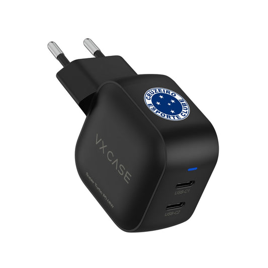 Adaptador de carga edição Cruzeiro Esporte Clube 48W com 2 portas USB-C 