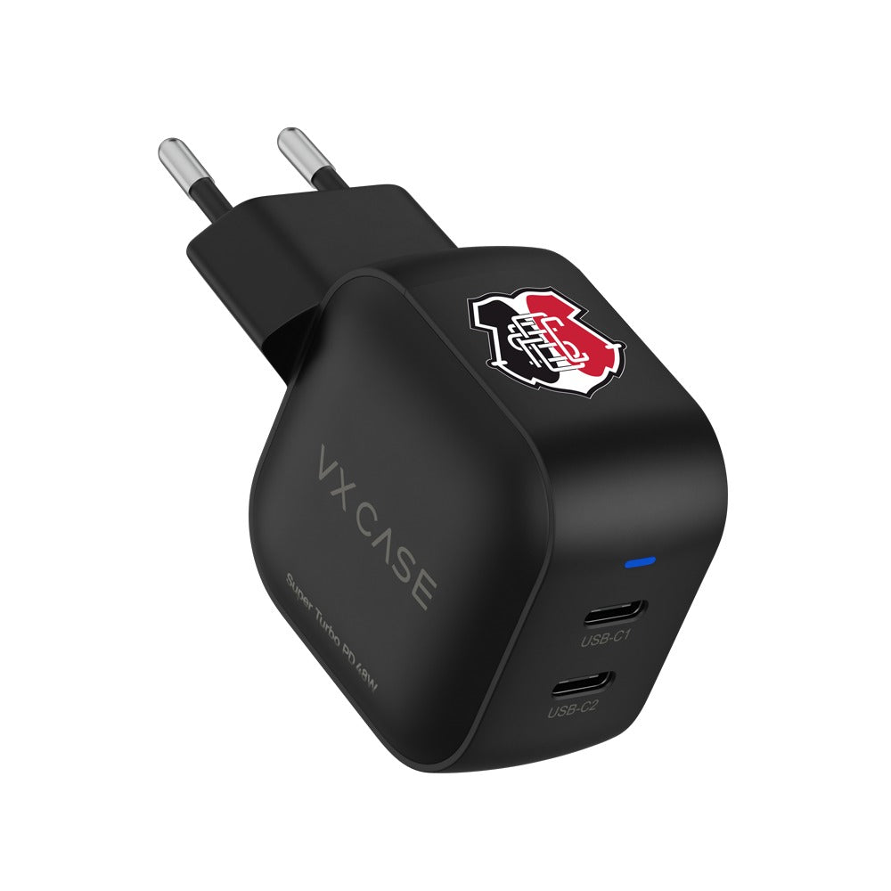 Adaptador de carga edição Santa Cruz Esporte Clube 48W com 2 portas USB-C 