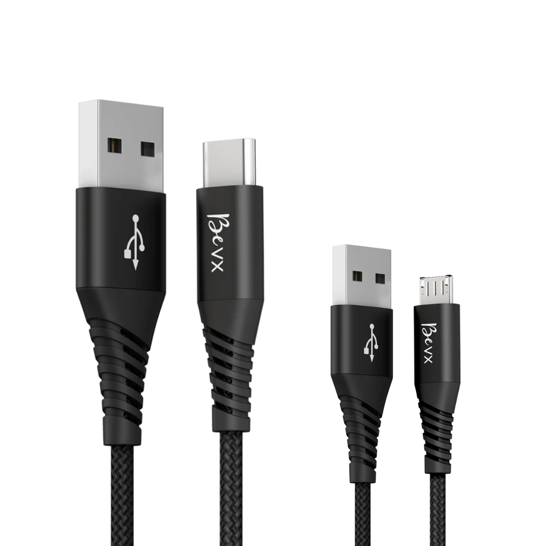 Cabo USB-C e Micro USB VX Case preto trançado