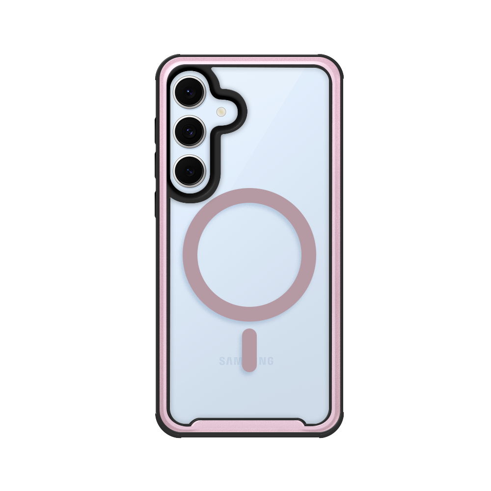 Capinha de Celular Shield Cover II transparente com MagSafe e bordas rose VX Case para Samsung Galaxy S24 FE