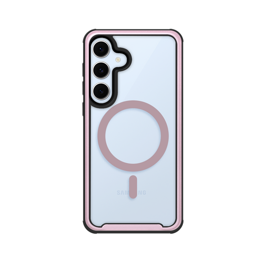 Capinha de Celular Shield Cover II transparente com MagSafe e bordas rose VX Case para Samsung Galaxy S24 FE