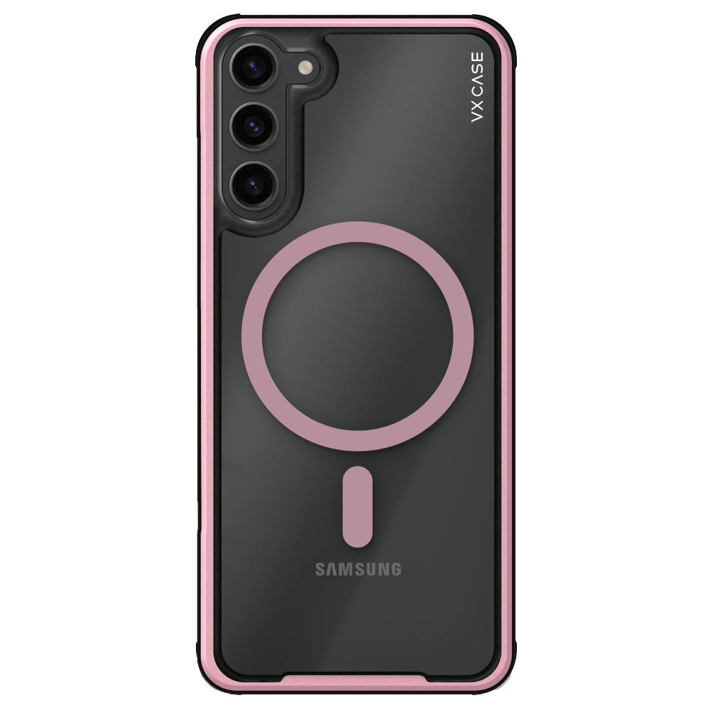 Capinha de Celular Shield Cover II transparente com MagSafe e bordas rose VX Case para Samsung Galaxy S23 FE
