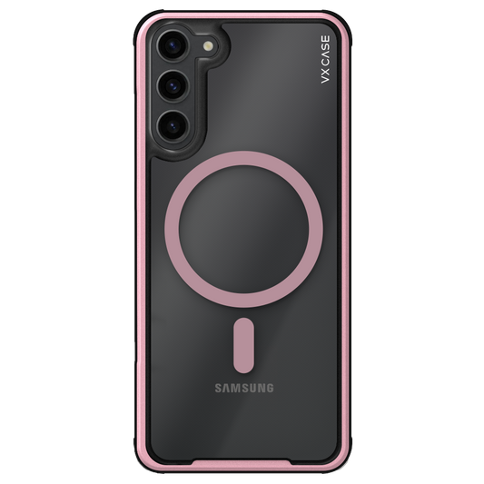 Capinha de Celular Shield Cover II transparente com MagSafe e bordas rose VX Case para Samsung Galaxy S23 FE