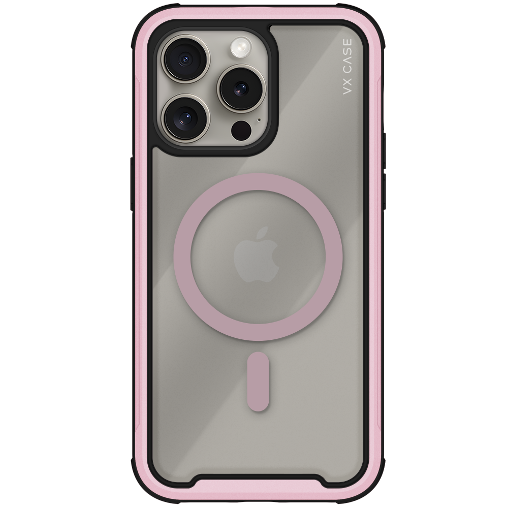 Capa Magsafe para iPhone 15 Pro Transparente com Borda Rosa - Shield Cover II