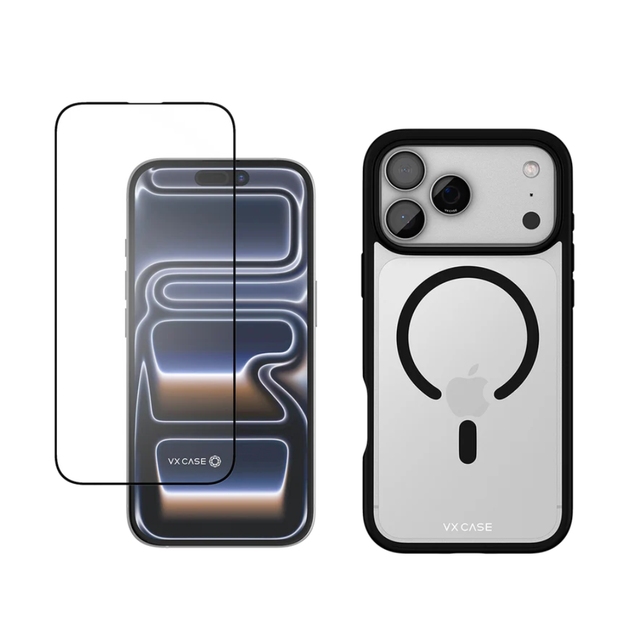 Capa Jet Black - Borda Preta + Película Safira Transparente | iPhone 17 Pro Max