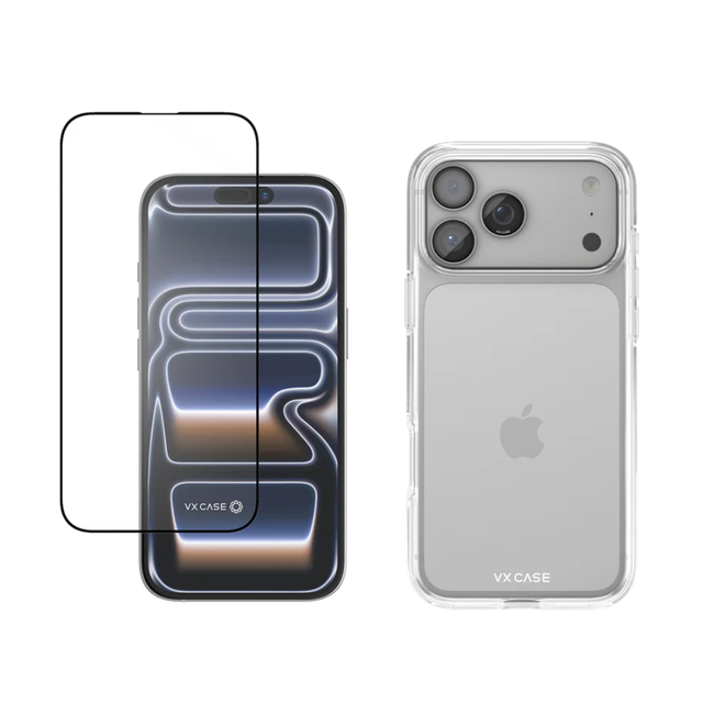 Capa Silicone Transparente + Película Safira Transparente | iPhone 17 Pro Max
