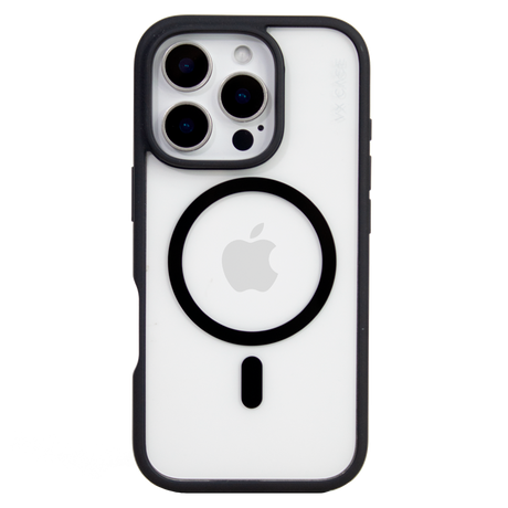 Capa Magsafe para iPhone 16 Pro - Transparente com Borda Preta - Jet Black