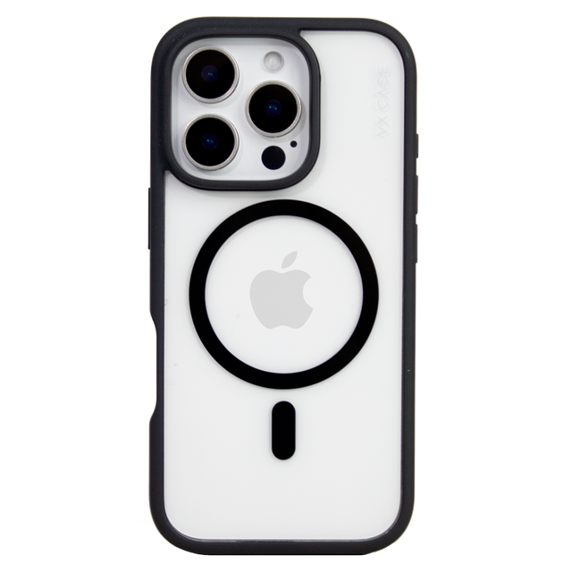 Capa Magsafe para iPhone 16 Pro - Transparente com Borda Preta - Jet Black
