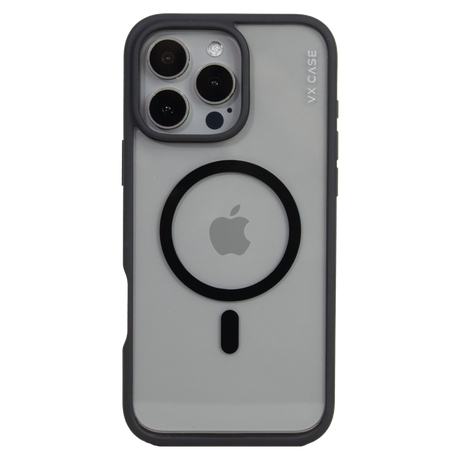 Capa Magsafe para iPhone 16 Pro Max - Transparente com Borda Preta - Jet Black