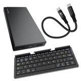 Kit Produtividade em Movimento: Teclado Bluetooth + Cabo Mini + Bateria Portátil