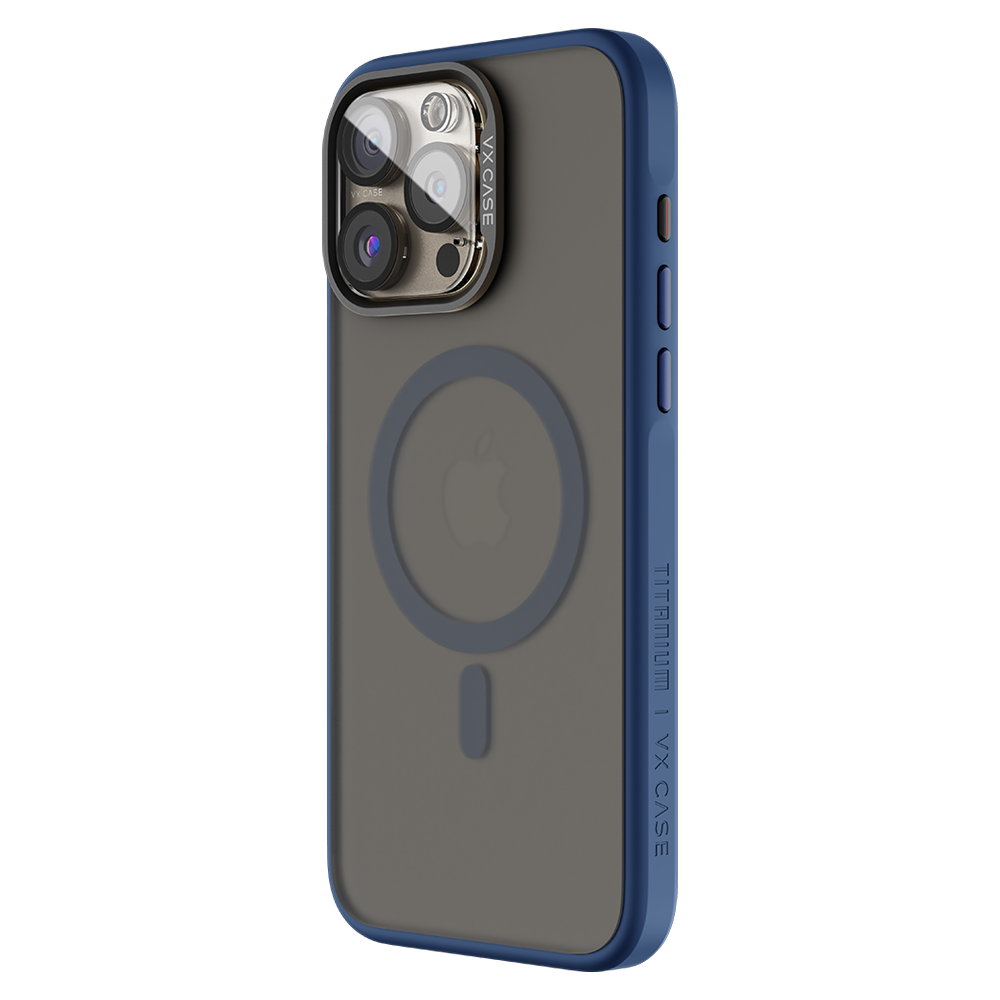 Capinha de Celular Titanium azul com MagSafe e fundo fosco VX Case para iPhone