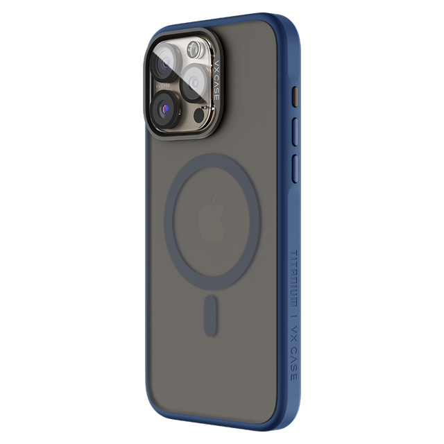 Capinha de Celular Titanium azul com MagSafe e fundo fosco VX Case para iPhone