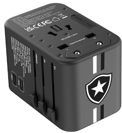 Adaptador Universal de Tomadas 3 USB e 2 Type-C - Botafogo