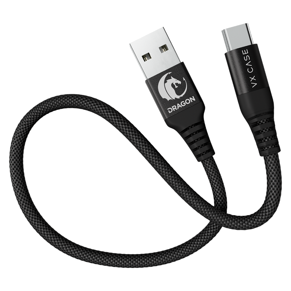 Mini Cabo Dragon USB-A/USB-C 30cm - Preto - VX Case