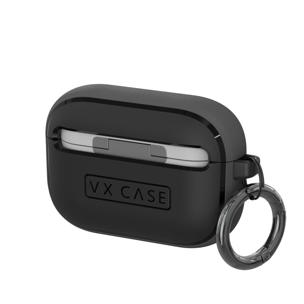 Case Alcantara preta com mosquetão VX Case para AirPods Pro 2