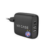 Carregador Turbo 32W com 2 USB e 1 Tipo-C Preto Fosco - Bahia
