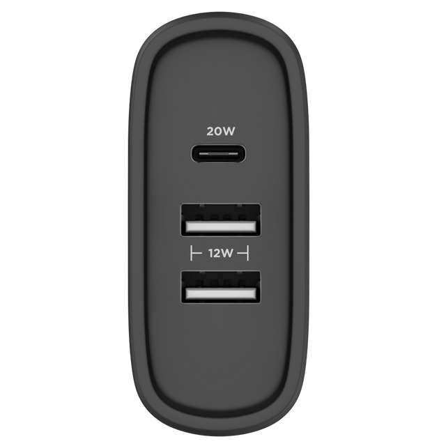 Carregador Turbo 32W com 2 USB e 1 Tipo-C Preto Fosco - Paysandu