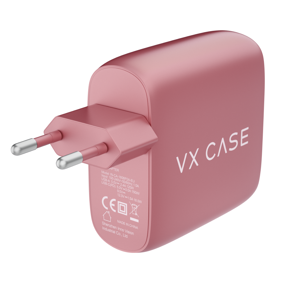 Carregador de Parede com 2 portas USB + 1 Type-C Turbo 32W Turbo Rose