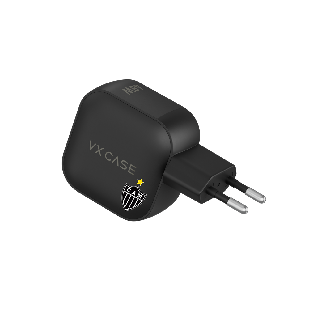 Adaptador de Carga Turbo 48W 2 Tipo-C Striker Preto - Atlético Mineiro
