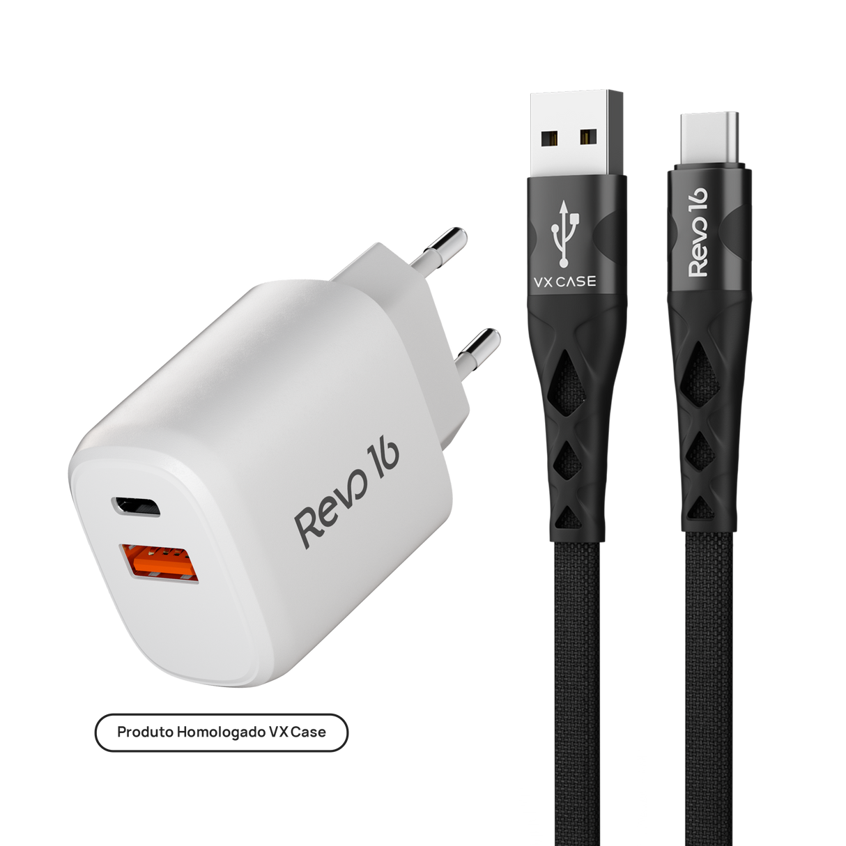Combo Arrasador Revo - Carregador Turbo 20W + Cabo USB/Tipo-C