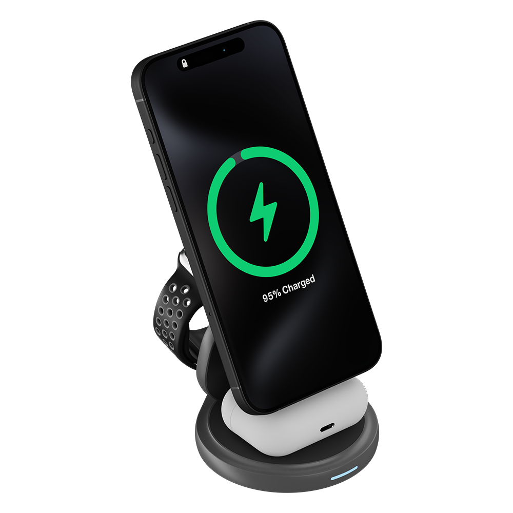 Dock Easy Charger 3 em 1 carregador wireless VX Case para iPhone Apple Watch e AirPods