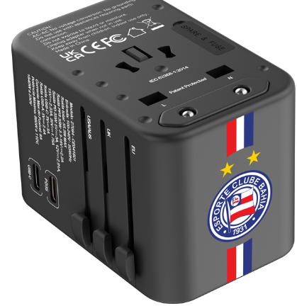 Adaptador Universal de Tomadas 3 USB e 2 Type-C - Bahia