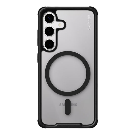 Capinha de Celular Shield Cover II transparente com MagSafe e bordas pretas VX Case para Samsung Galaxy S24