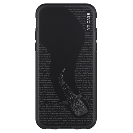 Capinha de Celular estampada baleia preta com texto literário VX Case