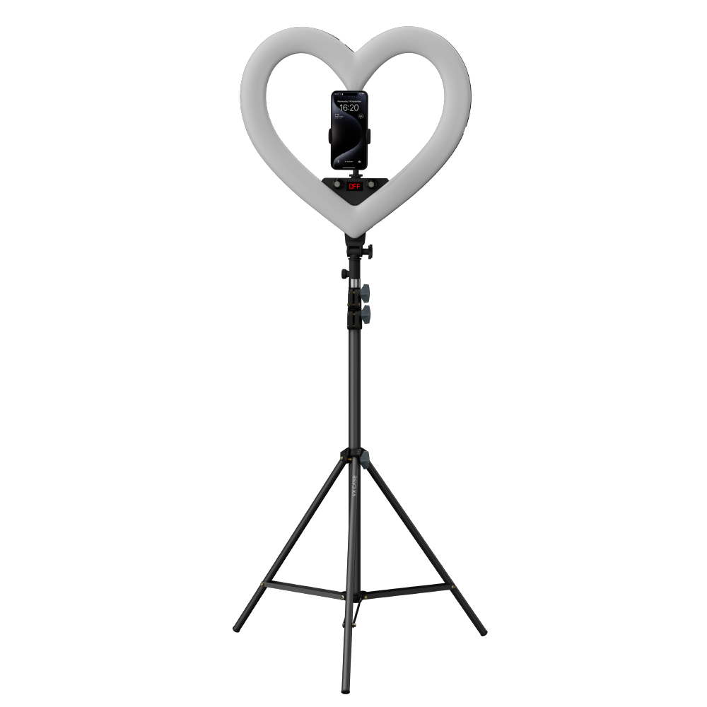 Ring light coração Heart Light RGB com tripé e suporte para smartphone VX Case