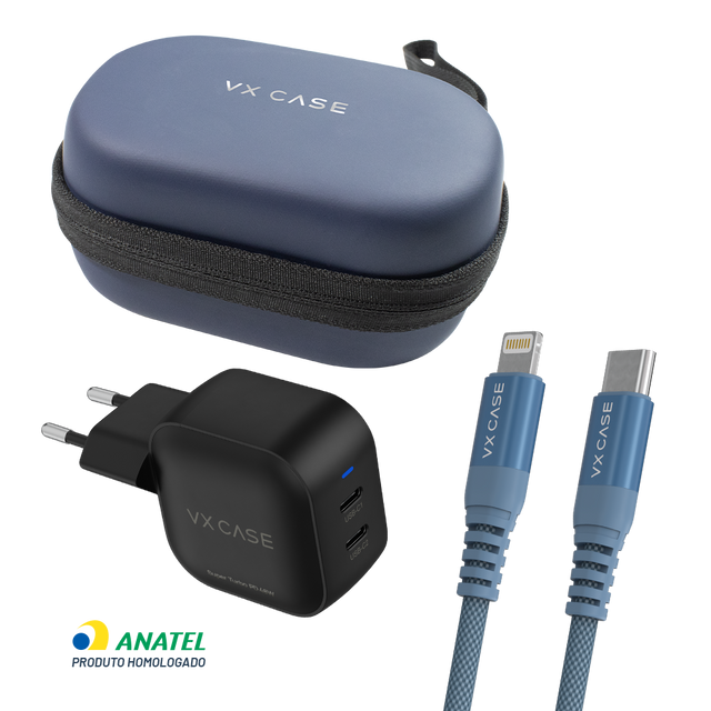 Kit Power Up: Carregador Turbo Striker 48W + Cabo + Bag