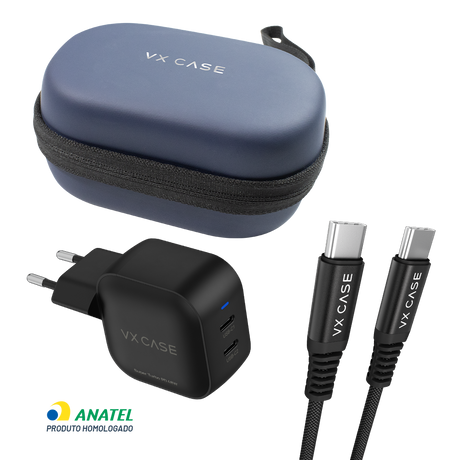 Kit Power Up: Carregador Turbo Striker 48W + Cabo + Bag