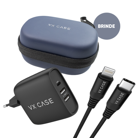 Kit Viagem: Carregador Turbo 32W + Cabo + Brinde Exclusivo
