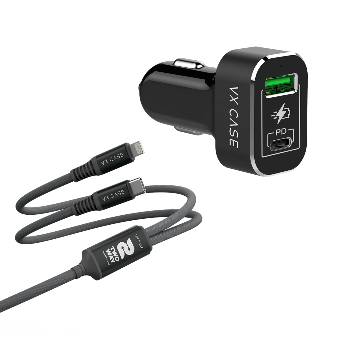 Kit Cyber: Carregador Veicular 45W + Cabo 2 em 1