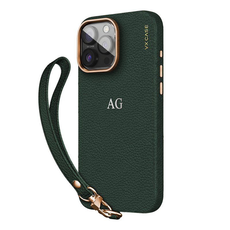 Capa Leather Collection MagSafe VX Case com Strap - Green Leather - foto 1