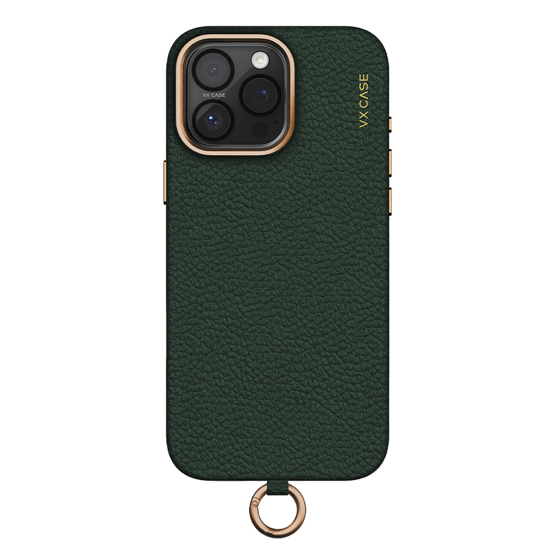 Capa Leather Collection MagSafe VX Case com Strap - Green Leather - foto 3