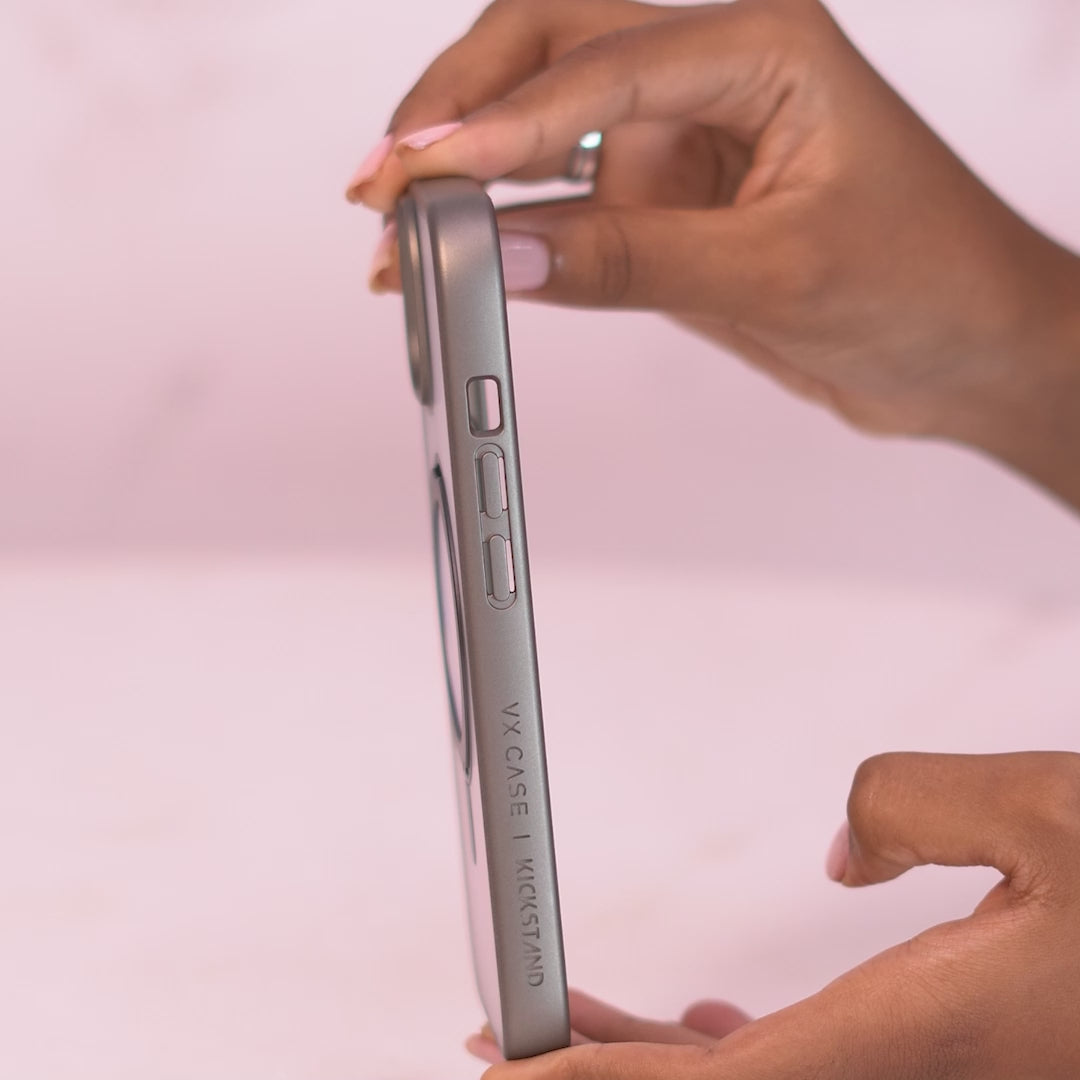 Capa com Suporte Aro Magsafe para iPhone 15 Pro Max - Titânio Natural - KickStand
