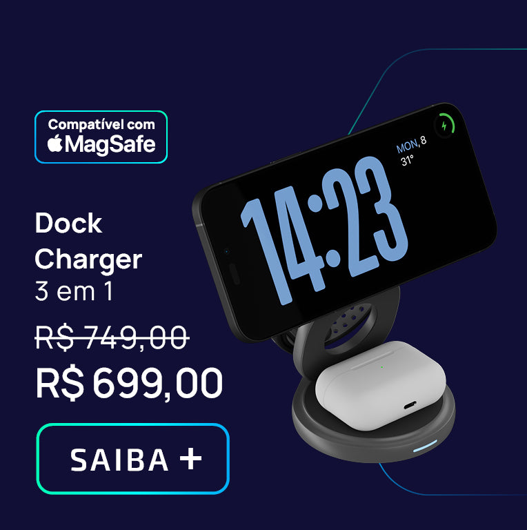 Mag Easy Charger - Carregador portátil MagSafe 3 em 1 com suporte 360º para smartphone - VX Case