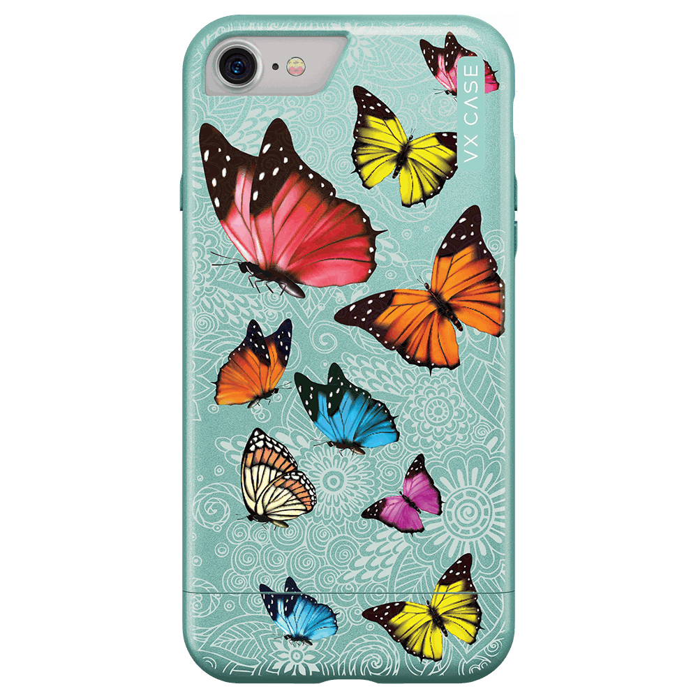 Capa Envernizada para iPhone 8 Butterfly Garden - Verde